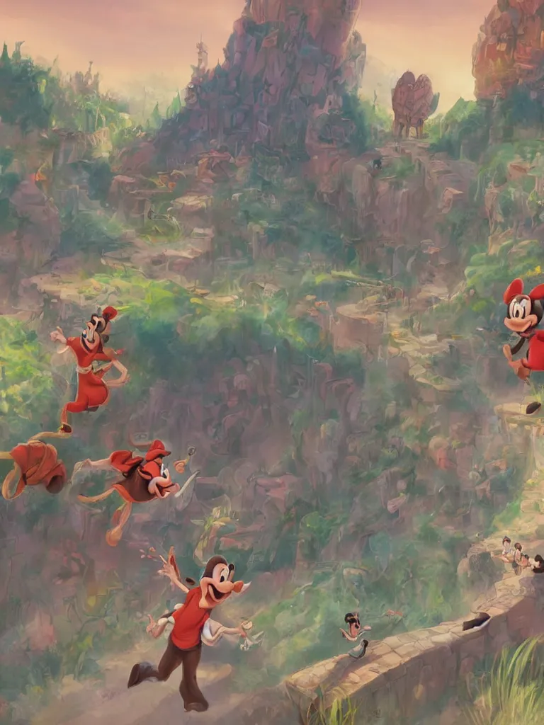 Image similar to running away by disney concept artists, blunt borders