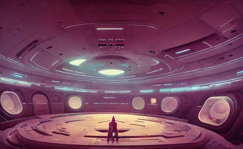 Prompt: Interior shot of a futuristic spaceship by Petros Afshar and Beeple, James Gilleard, Mark Ryden, Wolfgang Lettl highly detailed