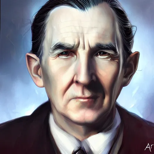 Prompt: portrait of J.R.R Tolkien by Artgerm and Charlie Bowater