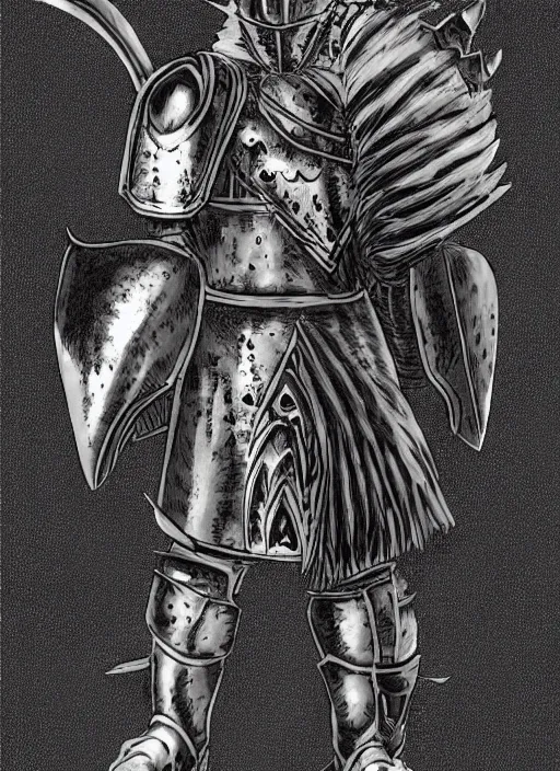 Image similar to wolf themed armored knight by kentaro miura