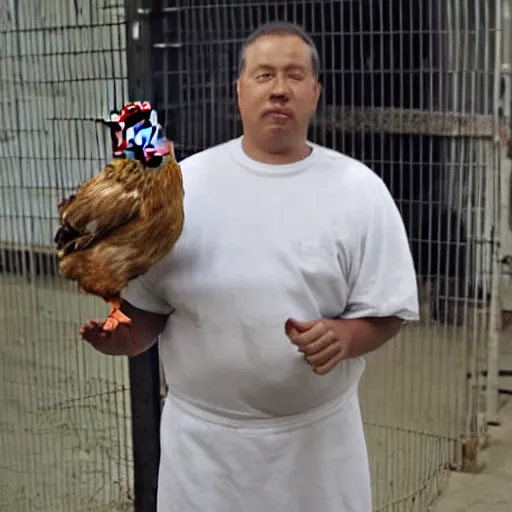 Image similar to a prisoner that has a chicken head