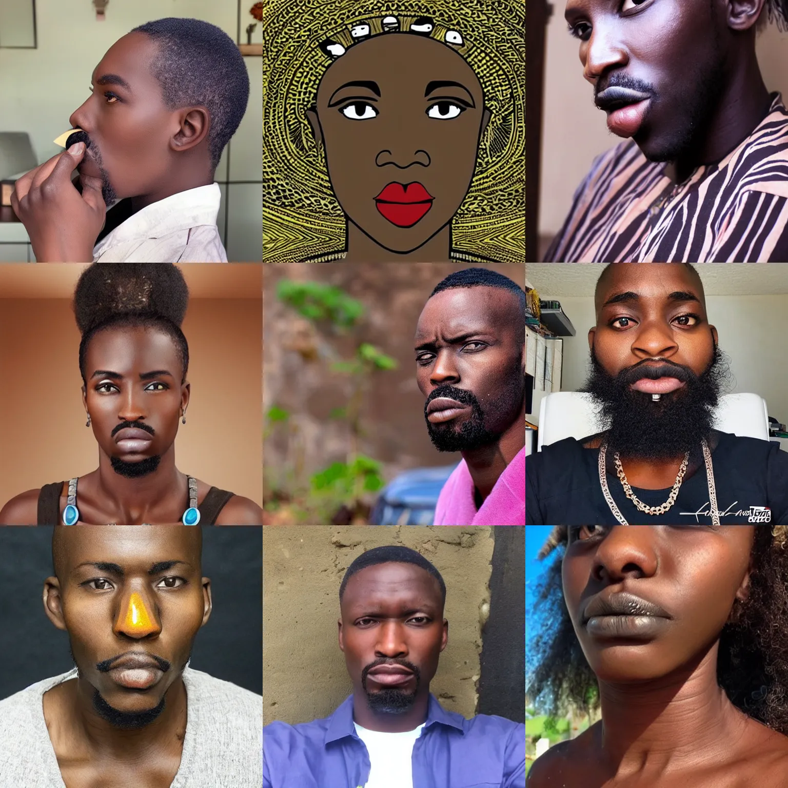 Prompt: an afrikan with big nose and big lips