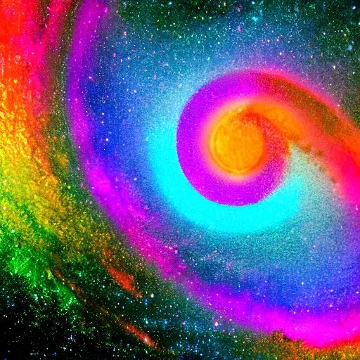 Prompt: rainbow cosmic black hole