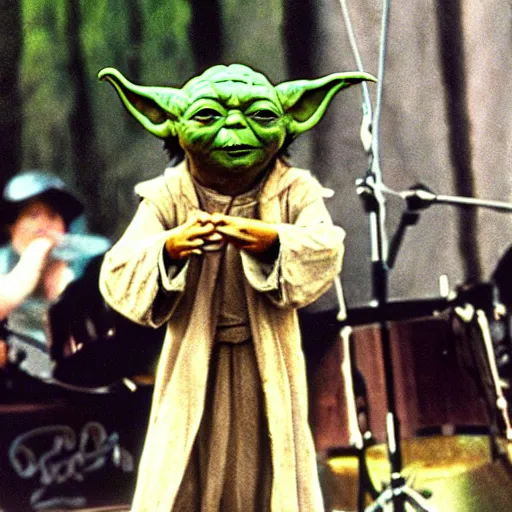 Image similar to yoda performing at woodstock