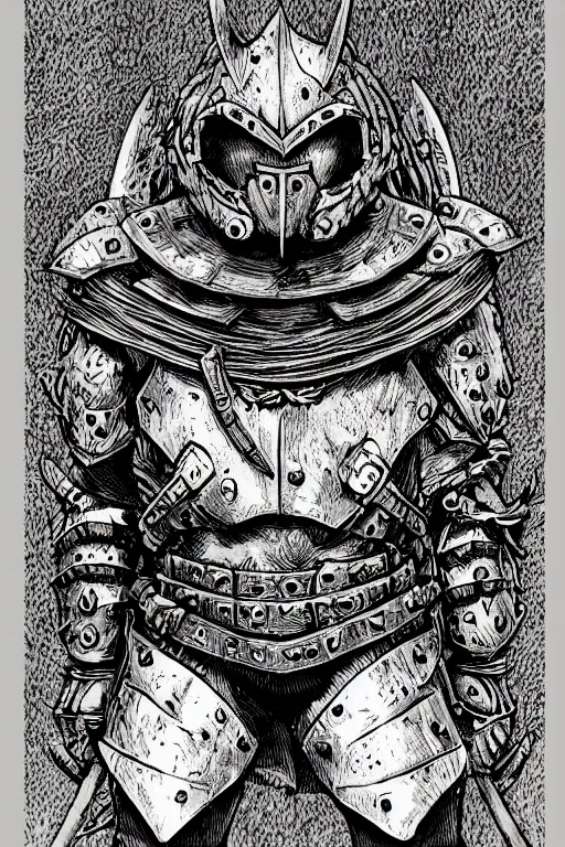 Image similar to human warrior, toad themed armour, bog, symmetrical, highly detailed, digital art, sharp focus, trending on art station, kentaro miura manga art style