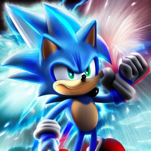 Prompt: ultra instinct sonic the hedgehog, trending on artstation, hiroaki tsutsumi style