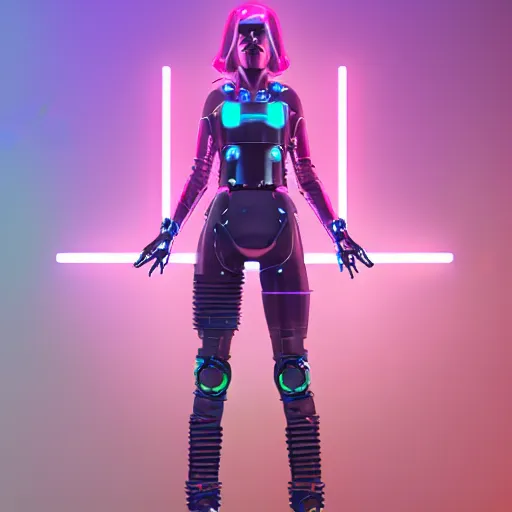 Image similar to female cyberpunk android warrior in the style of beeple, neon lights, photorealistic, hyperrealism, futuristic, 8 k resolution, trending on artstation, cg society, award winning