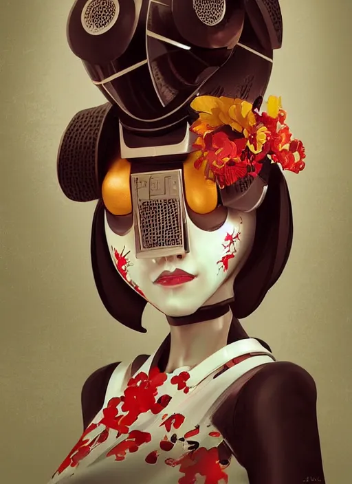 Image similar to robotic geisha, digital art, CGSociety