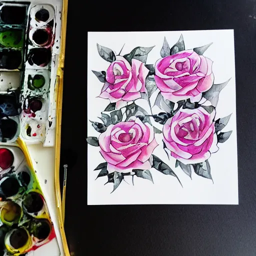 Image similar to watercolor gothic roses