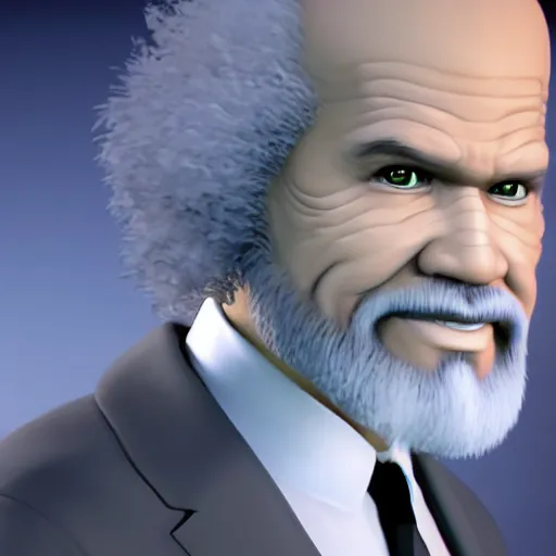 Prompt: Bob Ross as a Square Enix Villain 2005 JRPG cinema 4d render, Ray tracing reflection, natural lighting, Unreal Engine award winning photography