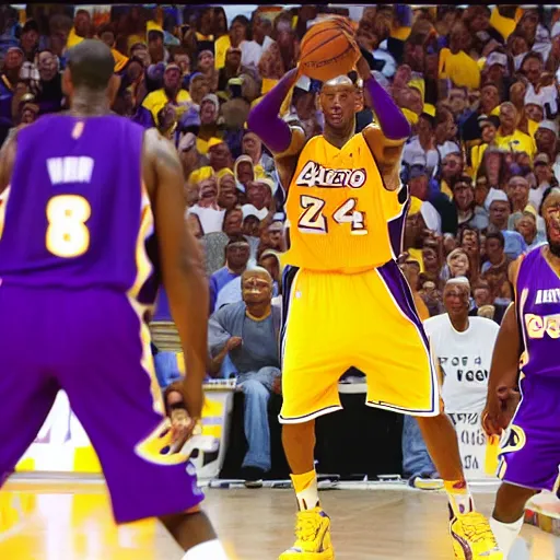 Prompt: Kobe Bryant shooting on the basketball court