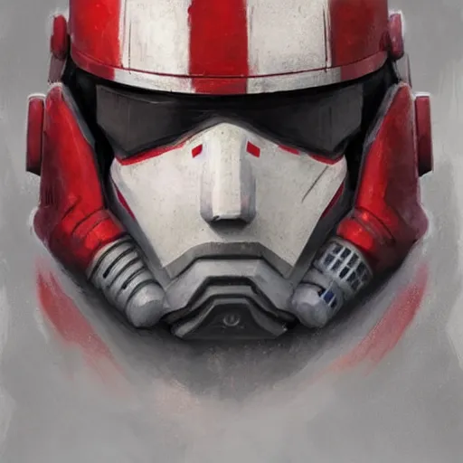 Image similar to portrait of a man by greg rutkowski, a soldier of the galactic triunvirate wearing a red and white tactical gear, star wars expanded universe, highly detailed portrait, digital painting, artstation, concept art, smooth, sharp foccus ilustration, artstation hq