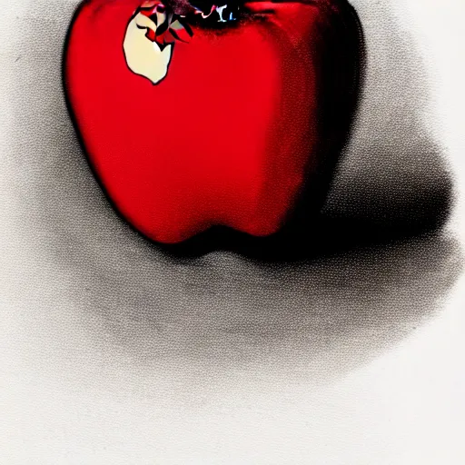 Prompt: illustration of an angry apple, meme format, comical, detailed emotion