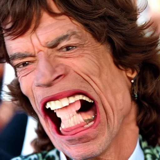 Image similar to mick jagger laughing angrily at the camera