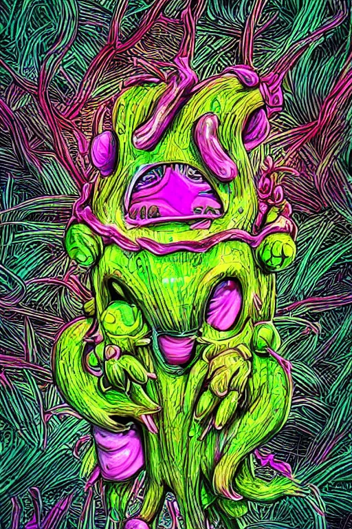 Prompt: creature sushi roots cactus elemental flush of force nature micro world fluo light deepdream stylized digital illustration video game icon global illumination ray tracing advanced technology