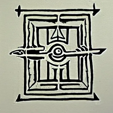 Prompt: an alchemical symbol for intention, pen, pen and ink