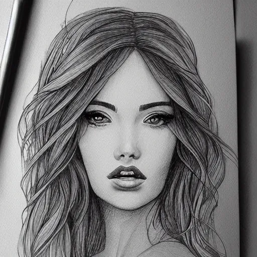 Image similar to a perfectly drawn artwork of a beautiful woman, illustration