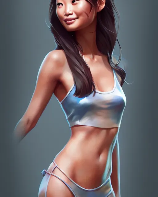 Image similar to full body character concept art of jamie chung | | distinct - fine, key visual, realistic shaded perfect face, fine details by stanley artgerm lau, wlop, rossdraws, james jean, andrei riabovitchev, marc simonetti, sakimichan, and jakub rebelka, trending on artstation