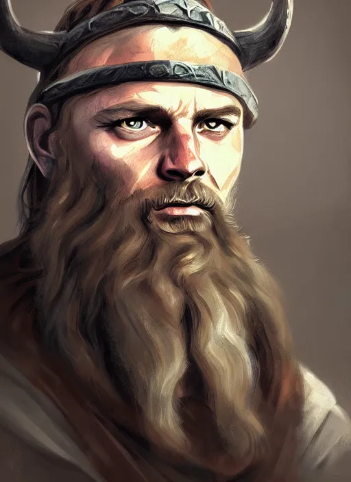 Prompt: viking looking tired, portrait, dramatic light, fierce, digital painting