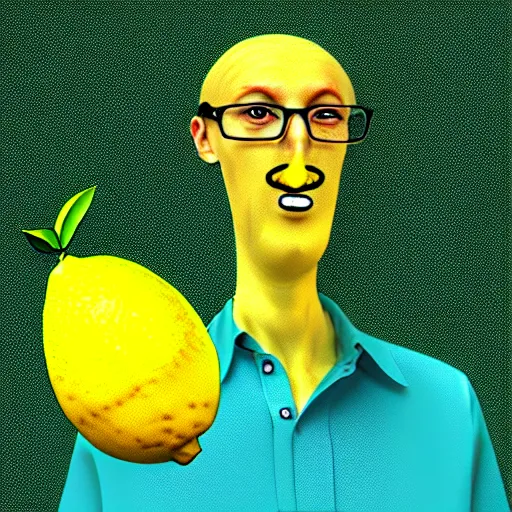 Image similar to a lemon man, digital art