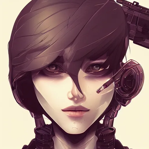 Prompt: infernal sniper, androgynous, beautiful, detailed symmetrical close up portrait, intricate complexity, in the style of artgerm and ilya kuvshinov, cel shaded