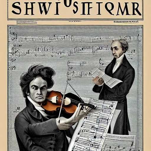 Image similar to Sheet music for the music of a new Symphony composed by Beethoven