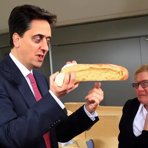 Image similar to Ed Miliband rubbing a sandwich on his face. Photo courtesy of BBC