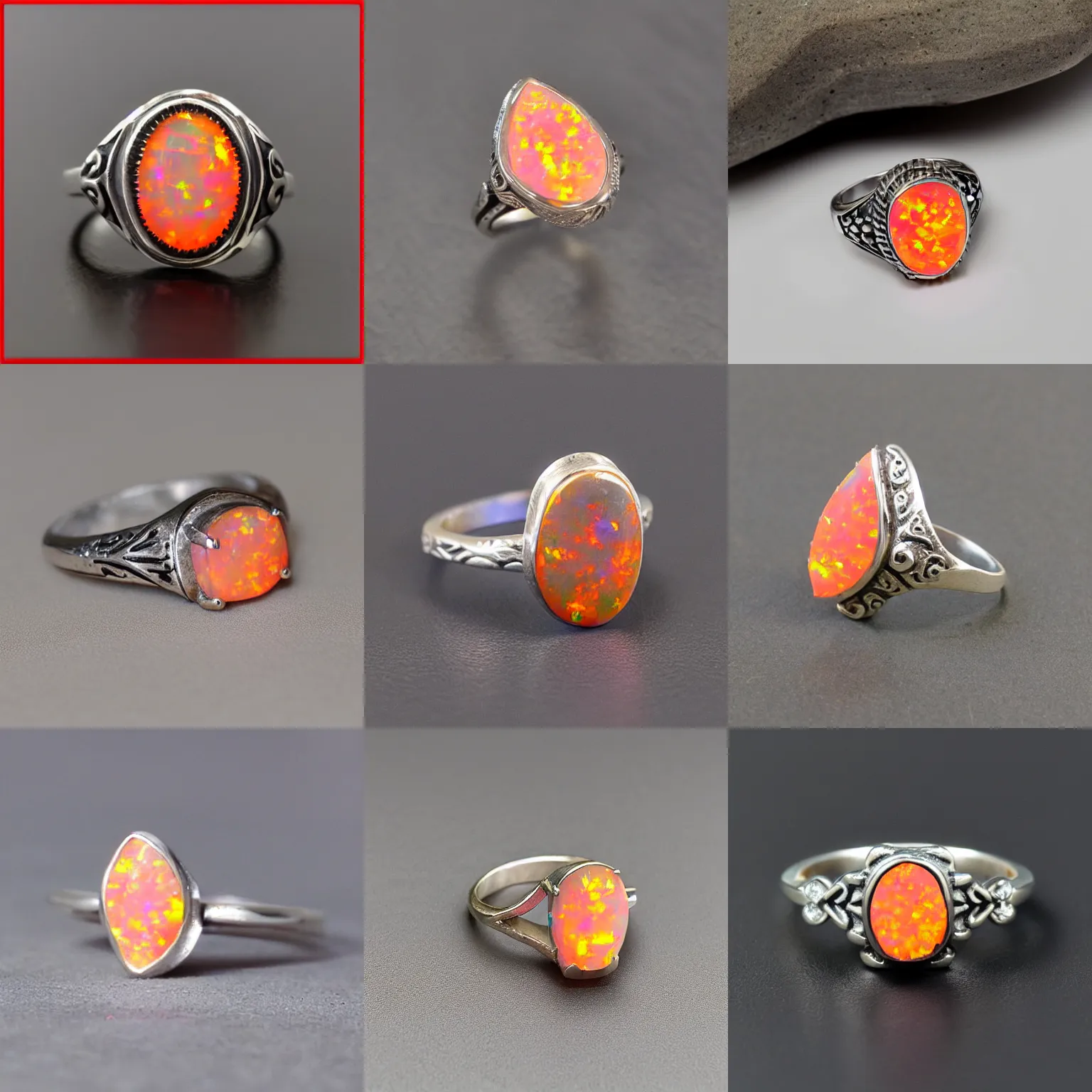 Prompt: solid fire opal carved into the shape of a ring