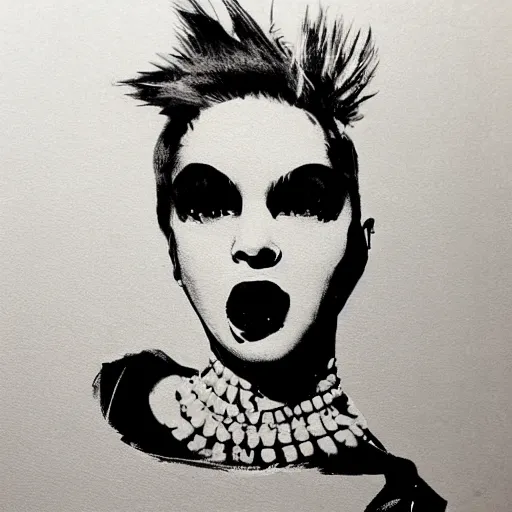 Punk Mohawk, Black and White / ToolCrypto / Pixel Art - Punk