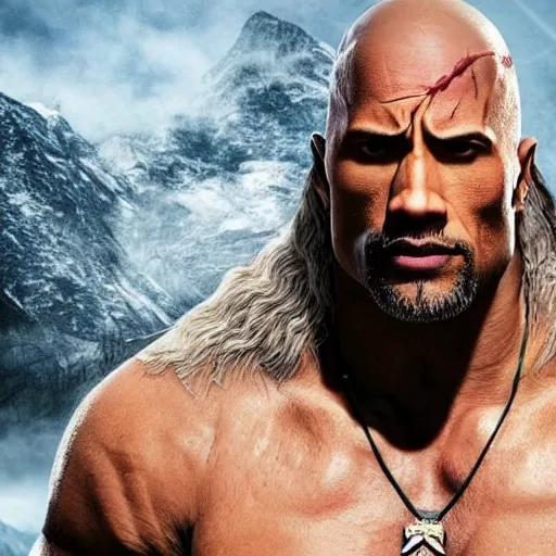 Image similar to Dwayne Johnson in the Witcher 4K detailed super realistic