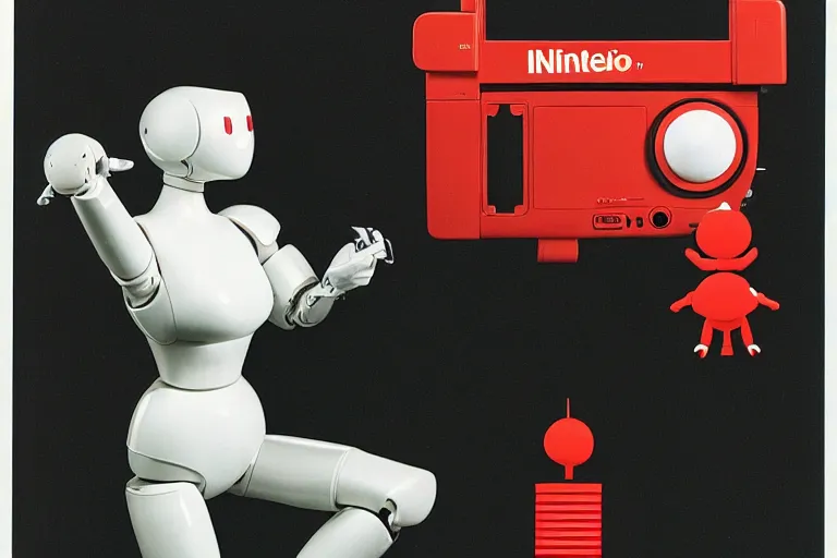Image similar to The Nintendo Entertainment Robot Woman, product photgraphy, 1986