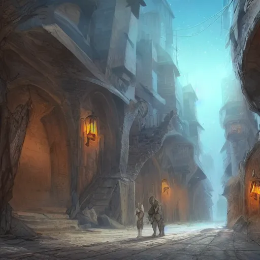 Prompt: streets of a fantasy desert kingdom, 8 k concept art highly detailed illustration