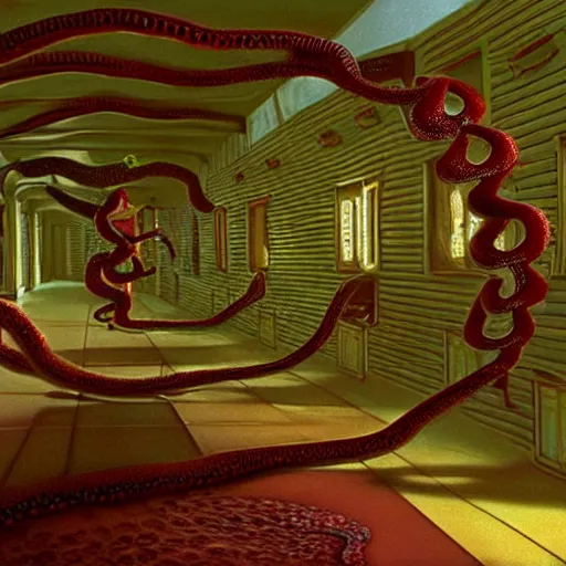 Image similar to hyperrealism photography supercomputer simulation of detailed octopus in the detailed ukrainian village in dramatic scene from movie the big lebowski ( 1 9 9 8 ) by taras shevchenko