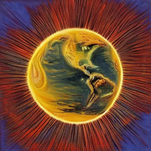 Image similar to the sun is staring the earth, surrealism