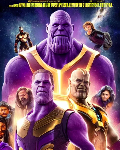 Image similar to a movie where Thanos is helping people, movie poster