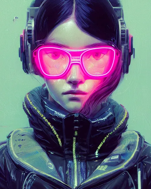 Image similar to detailed portrait neon operator girl, cyberpunk futuristic, neon, reflective puffy coat, decorated with traditional japanese by ismail inceoglu dragan bibin hans thoma greg rutkowski alexandros pyromallis nekro rene margitte, illustrated, perfect face, fine details, realistic shaded, fine - face, pretty face