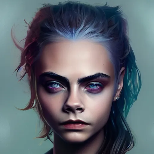 Prompt: cara delevingne, full body colorful oil painting by greg rutkowski, charlie bowater, yuumei, yanjun cheng, unreal 5, daz, hyperrealistic, octane render, rpg portrait, dynamic lighting, fantasy art, beautiful face