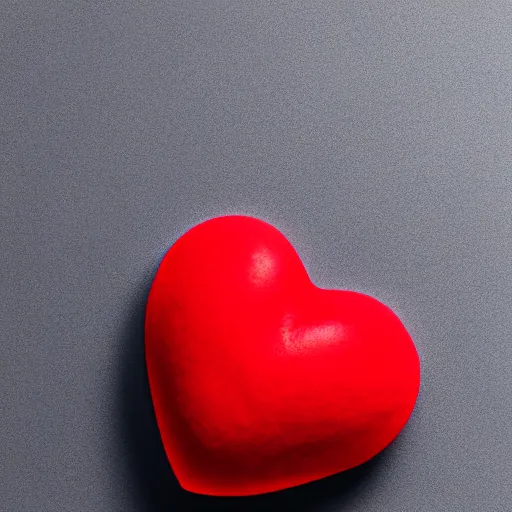 Image similar to 3d render of a badly formed red putty heart shape in the middle of a gray sheet of paper