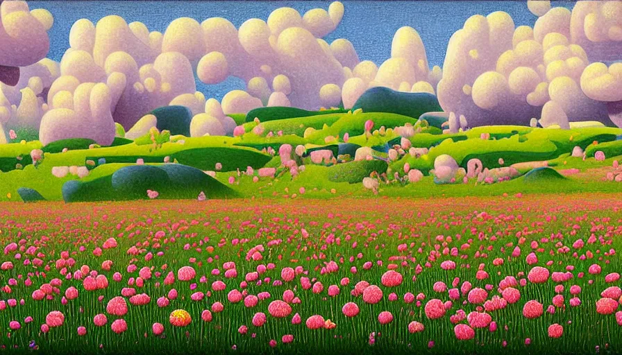 Prompt: field of alien flowers in bloom growing out of rock rose quartz abstract distant background sky in the style of Jean Metzinger realistic alien flower and rose quartz in the style of Alexandre-Isidore Leroy De Barde flowers bloom landscape in the art style of Peder Mørk Mønsted ralistic romantic landscape painting Hyperrealistic in the style of Alexandre-Isidore Leroy De Barde and Peder Mørk Mønsted,