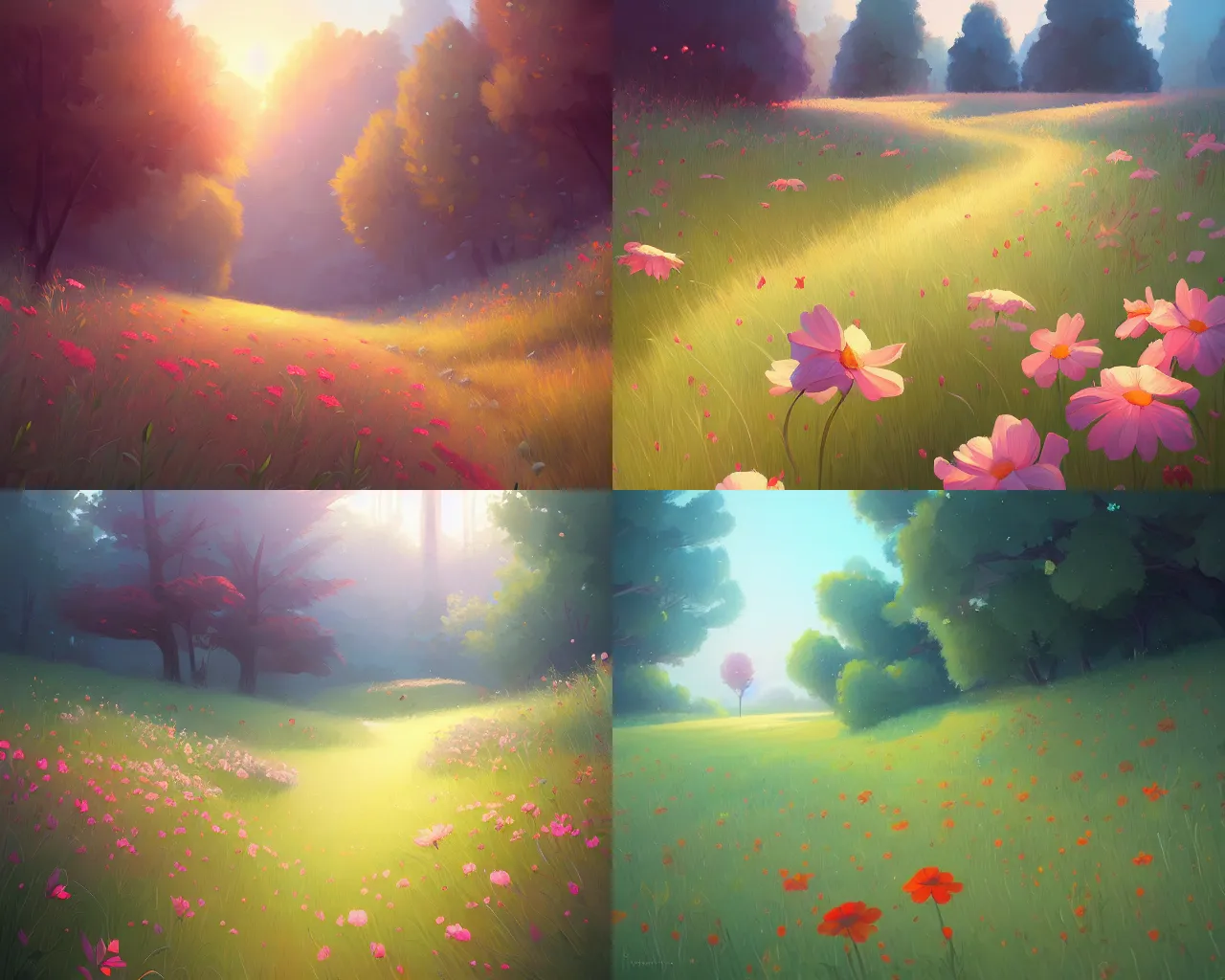 Prompt: wildflowers, sylvain sarrailh, lois van baarle