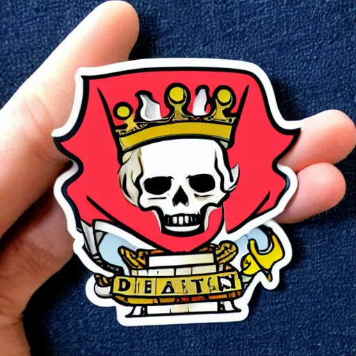 Prompt: die cut sticker, you are a crew member of the future king of the pirates