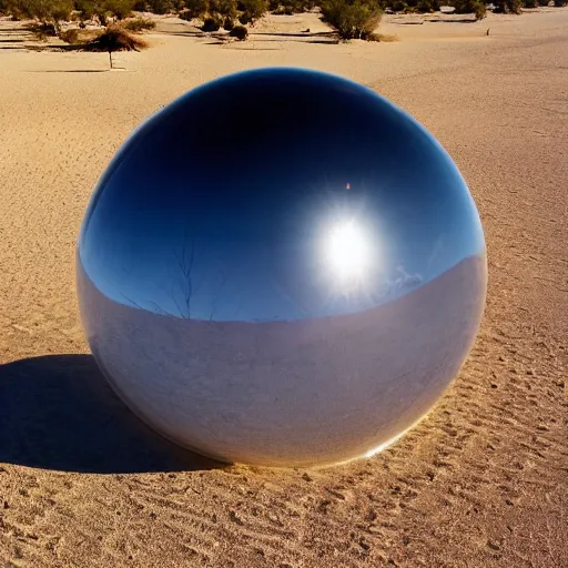 Image similar to a huge transparent sphere in a desert