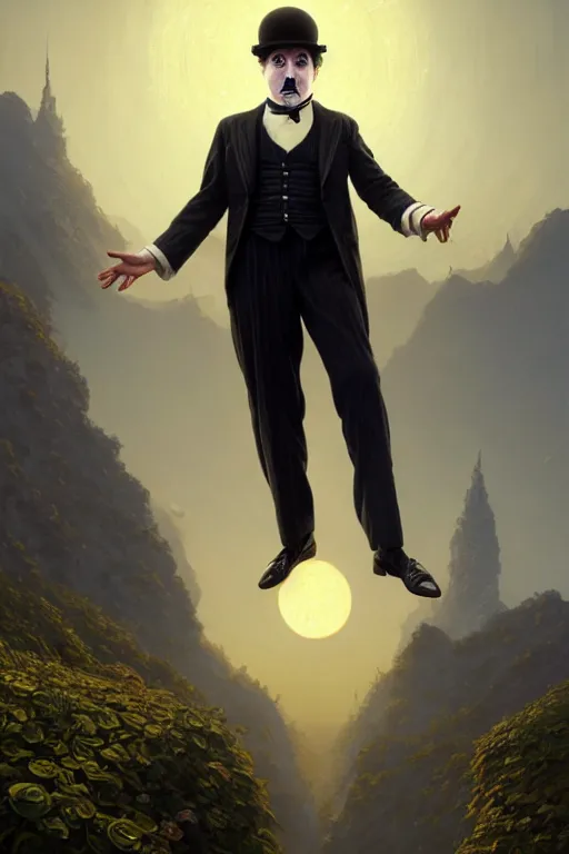 Image similar to highly detailed portrait of charlie chaplin as the god zeus in gta v, stephen bliss, unreal engine, fantasy art by greg rutkowski, rhads, ferdinand knab, makoto shinkai and lois van baarle, ilya kuvshinov, rossdraws, tom bagshaw, global illumination, radiant light, detailed and intricate environment