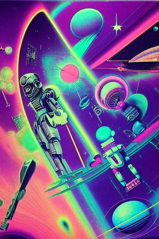 Image similar to 8 0 s art deco planets, stars, supernova, robots, led screens, droids, computers, cinematic dramatic cyberpunk textural fluid lines purple, pink, blue, green. otherworldly vaporwave interesting details fantasy lut epic composition by basquiat zdzisław beksinski james jean artgerm rutkowski moebius francis bacon gustav klimt