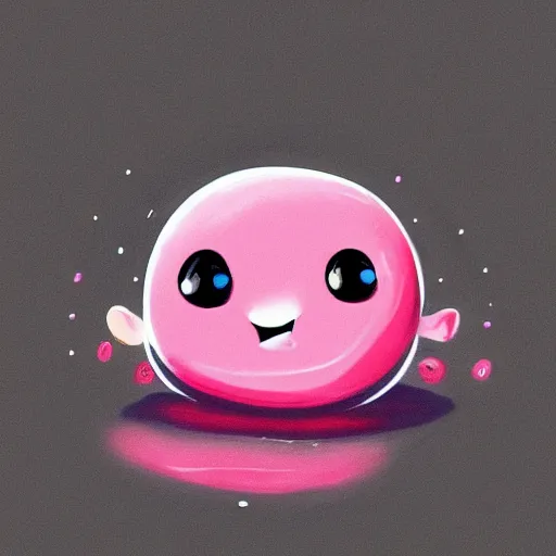 Prompt: a happy cute pink bubble, digital art, high detailed, cute, trending on art station