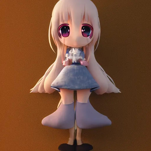 Image similar to cute fumo plush of a girl with a big heart, very long and unkempt hair, stylized pbr, subsurface scattering, outline glow, blob monster anime, bokeh, vray