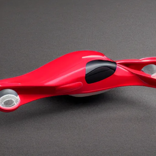 Image similar to red sport flying hovercar 35mm product photo