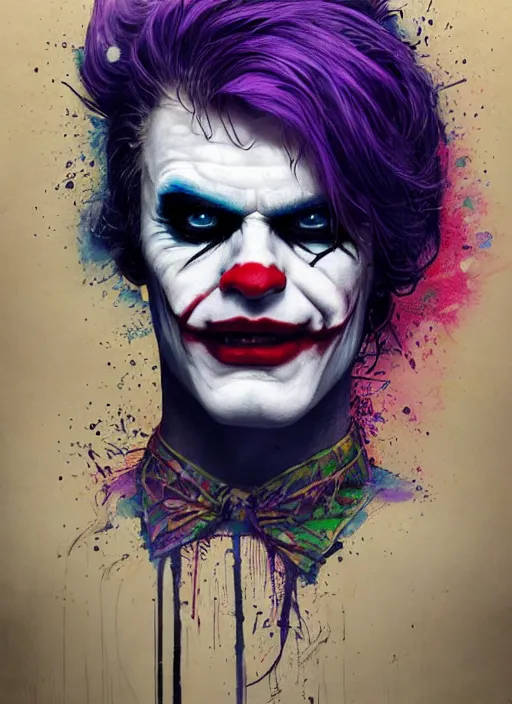 Prompt: beautiful portrait of Lofi cyberpunk Joker, by Tristan Eaton, Stanley Artgermm, Tom Bagshaw, Greg Rutkowski, Carne Griffiths. trending on DeviantArt, face enhance, hyper detailed, trending on Artstation, 8k, masterpiece, graffiti paint, fine detail, full of color, intricate detail, golden ratio illustration