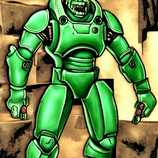 Image similar to doomguy from doom 3