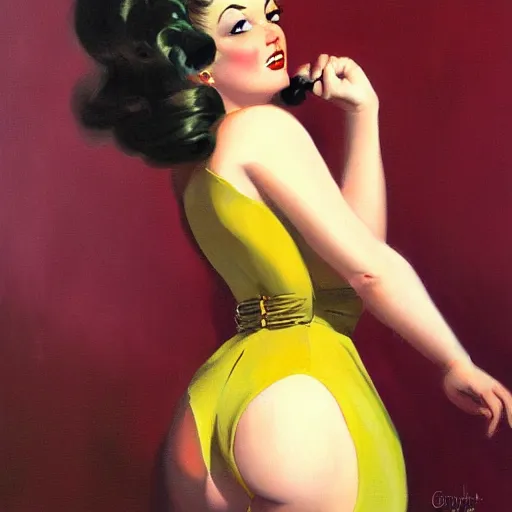 Prompt: a painting in the style of gil elvgren and in the style of boris vallejo.